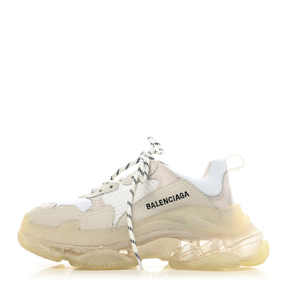Balenciaga Fabric Mesh Clear Sole Womens Triple S Sneakers 37 White 1 of 8