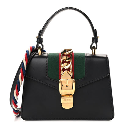 Gucci Calfskin Mini Sylvie Top Handle Bag Black 1 of 10