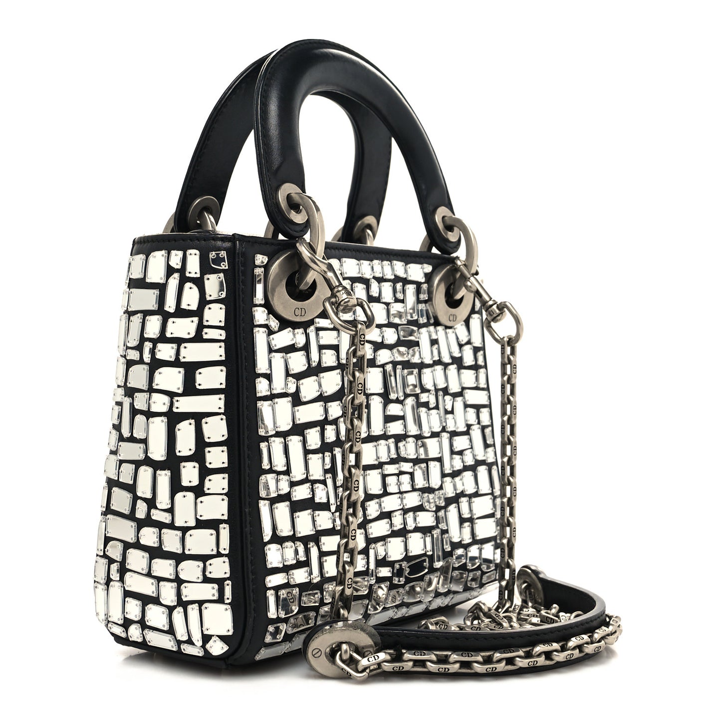 Smooth Calfskin Embroidered Mini Mosaic of Mirrors Lady Dior Black