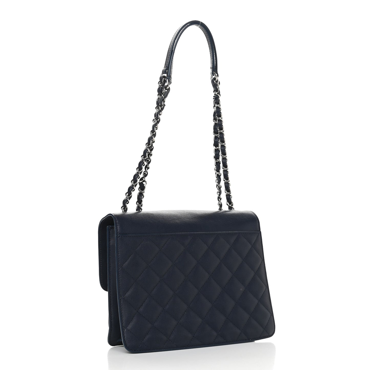 Goatskin Quilted Large CC Box Flap Navy
