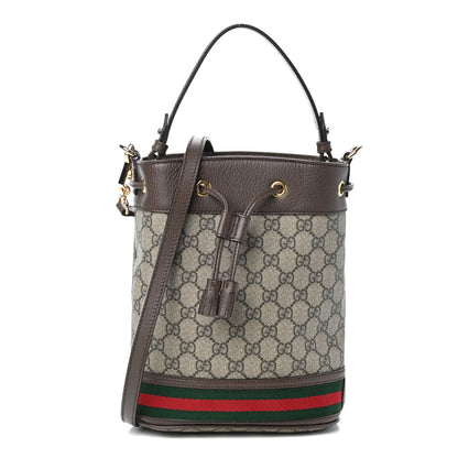 Gucci GG Supreme Monogram Web Small Ophidia Bucket Bag Brown 1 of 9