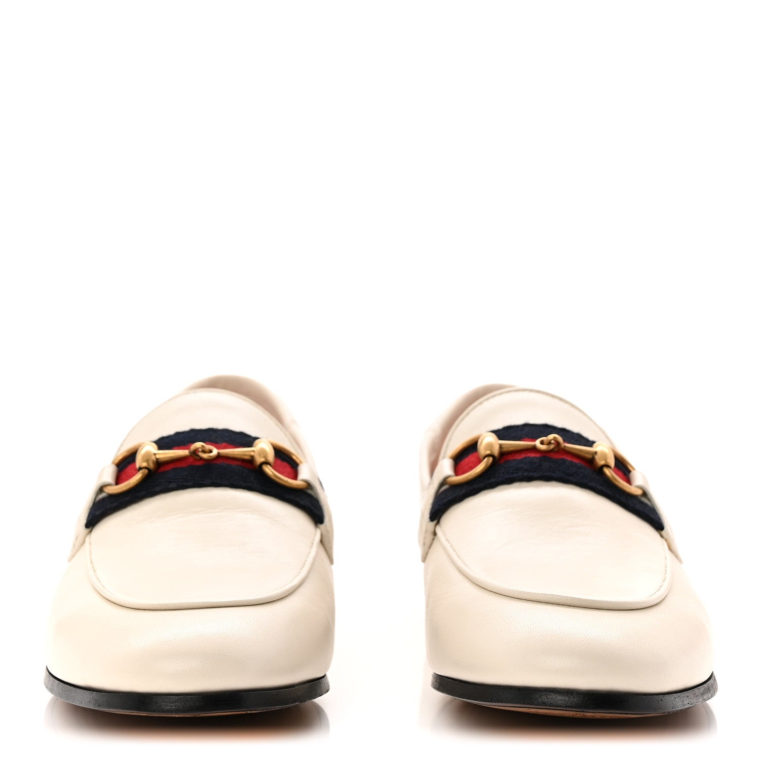 Gucci Malaga Kid Web Womens Horsebit Loafers 35 Mystic White