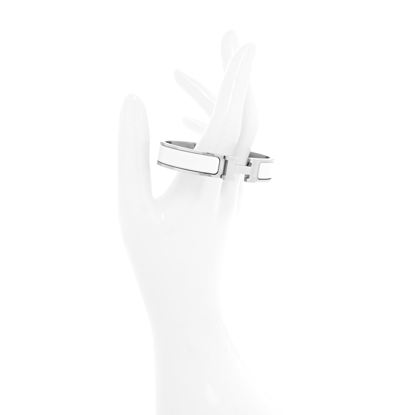 Enamel Narrow Clic Clac H Bracelet PM White