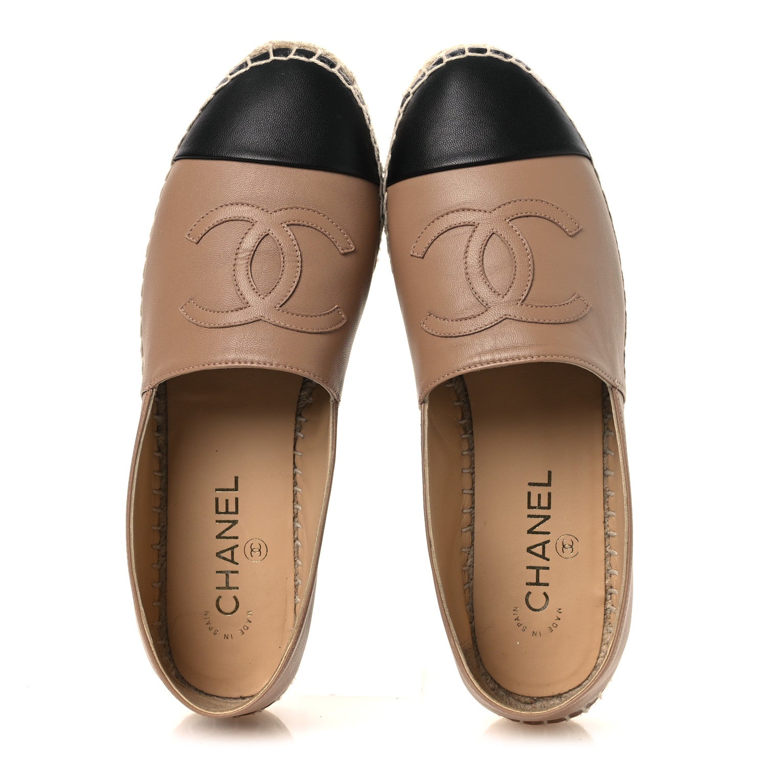Chanel Lambskin CC Espadrilles 40 Beige Black 2 of 11