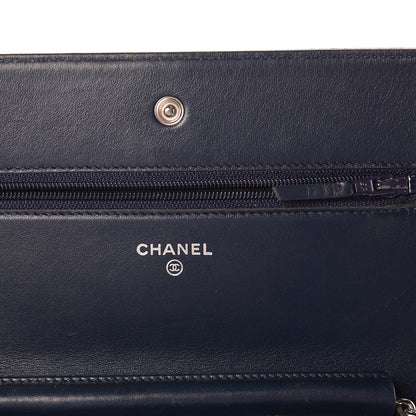 Chanel Caviar Timeless CC Wallet On Chain WOC Navy Blue 6 of 11