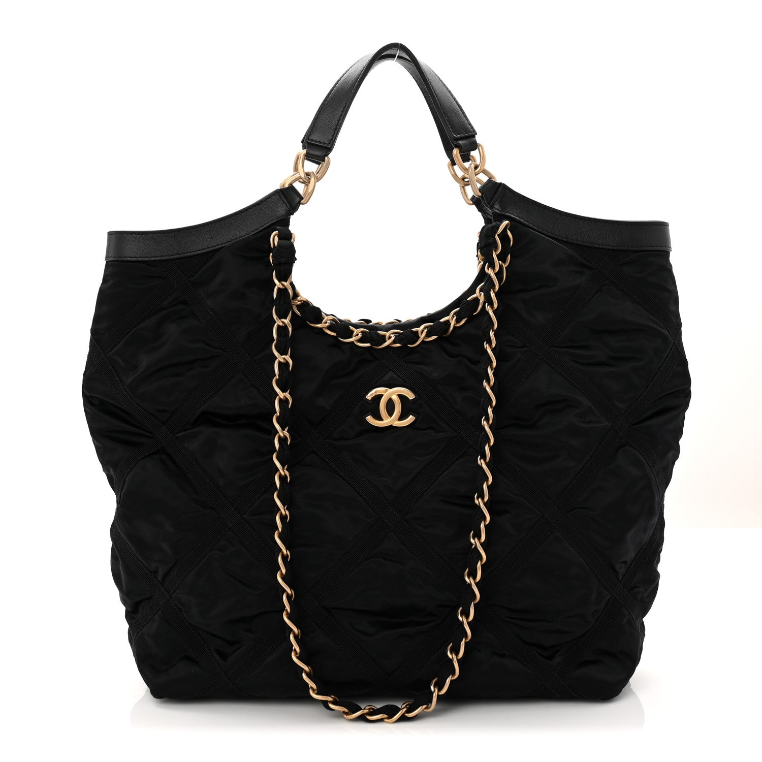 Chanel Nylon Grosgrain Quilted Lifestyle Shopping Tote Black 1 of 11