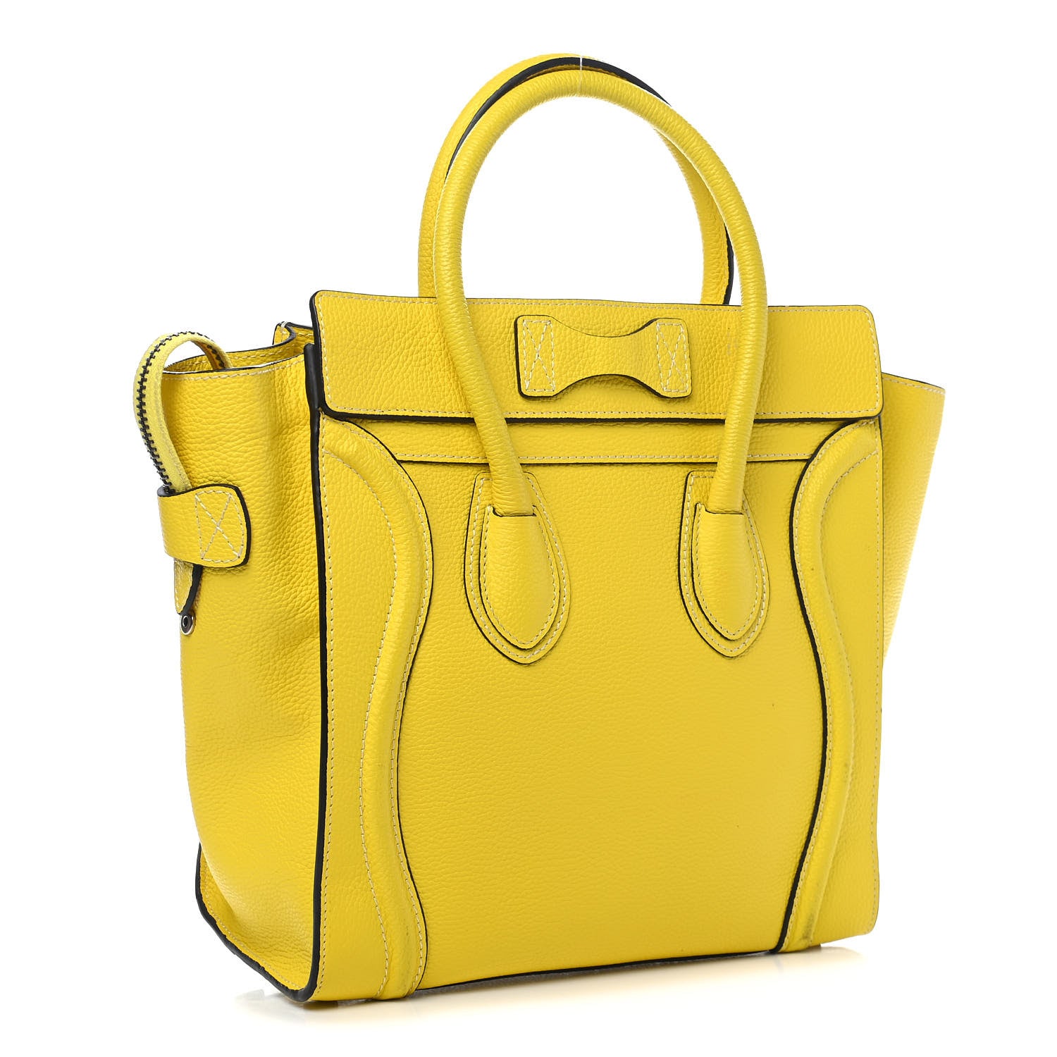 Celine Drummed Calfskin Micro Luggage Citron 3 of 10