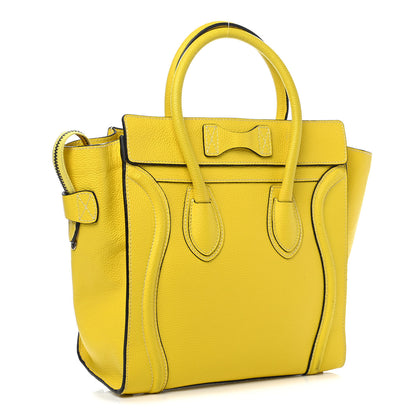 Celine Drummed Calfskin Micro Luggage Citron 3 of 10