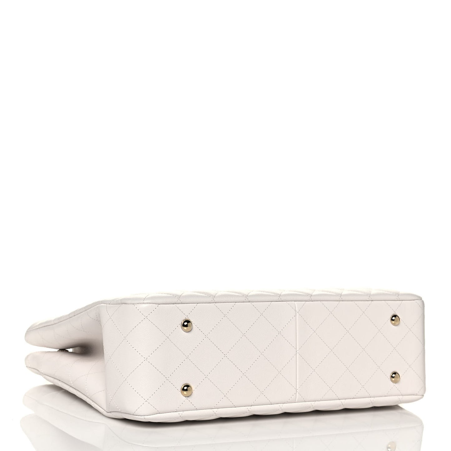 Caviar Quilted Large Classic Shopping Tote White