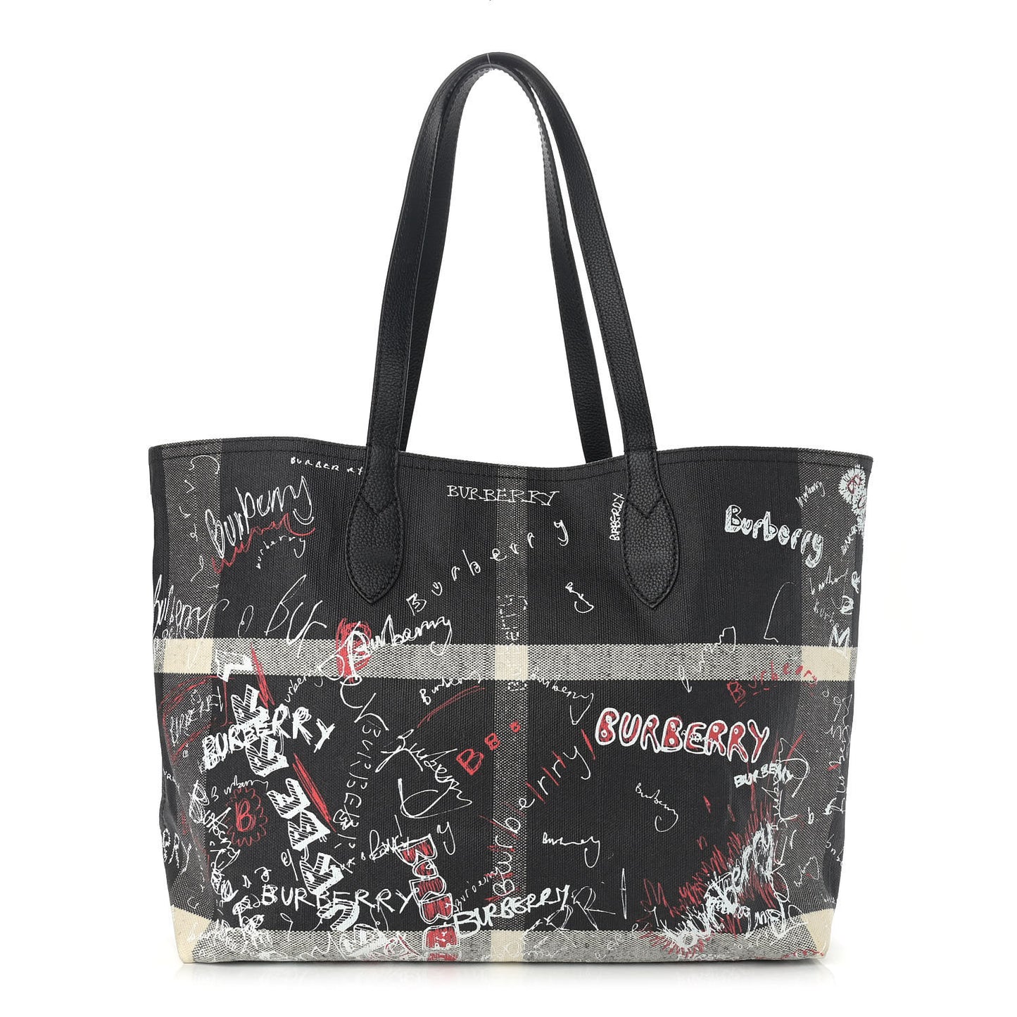 Coated Canvas Mega Check Sketchbook Medium Reversible Doodle Tote Black