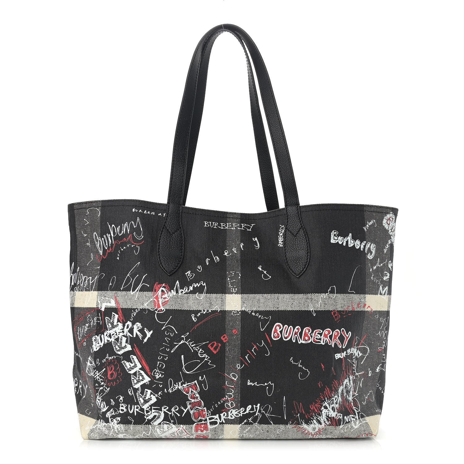Burberry Coated Canvas Mega Check Sketchbook Medium Reversible Doodle Tote Black 1 of 18