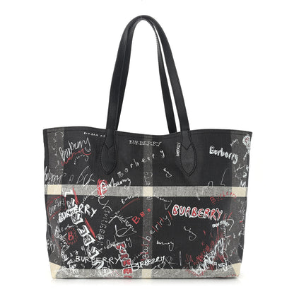 Burberry Coated Canvas Mega Check Sketchbook Medium Reversible Doodle Tote Black 1 of 18