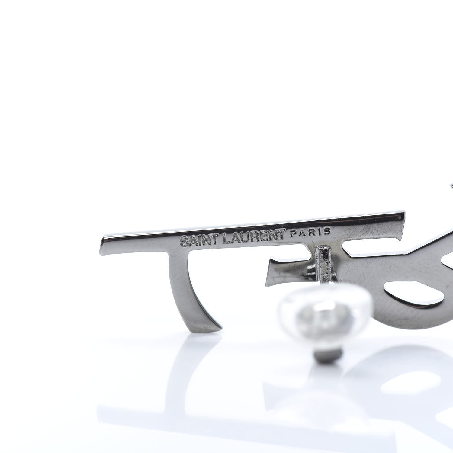 Saint Laurent Metal Brass Crystal Deconstructed Opyum Clip On Earrings Ruthenium Gold 4 of 4