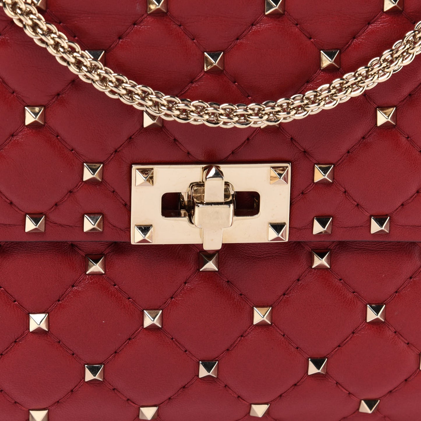 Nappa Medium Rockstud Spike Shoulder Bag Rosso Valentino