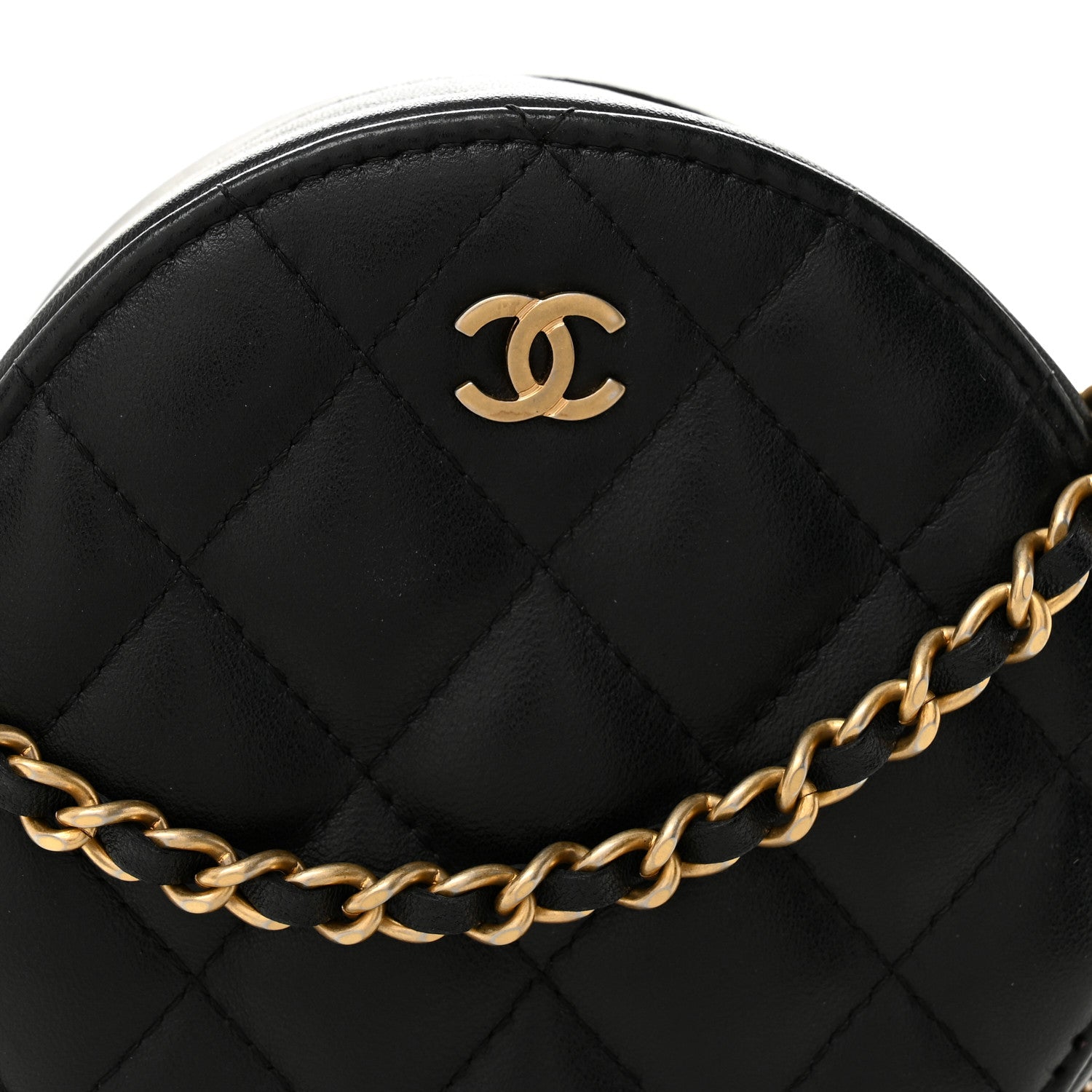 Chanel Lambskin Quilted Round Clutch With Chain Black 8 of 10