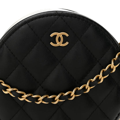 Chanel Lambskin Quilted Round Clutch With Chain Black 8 of 10