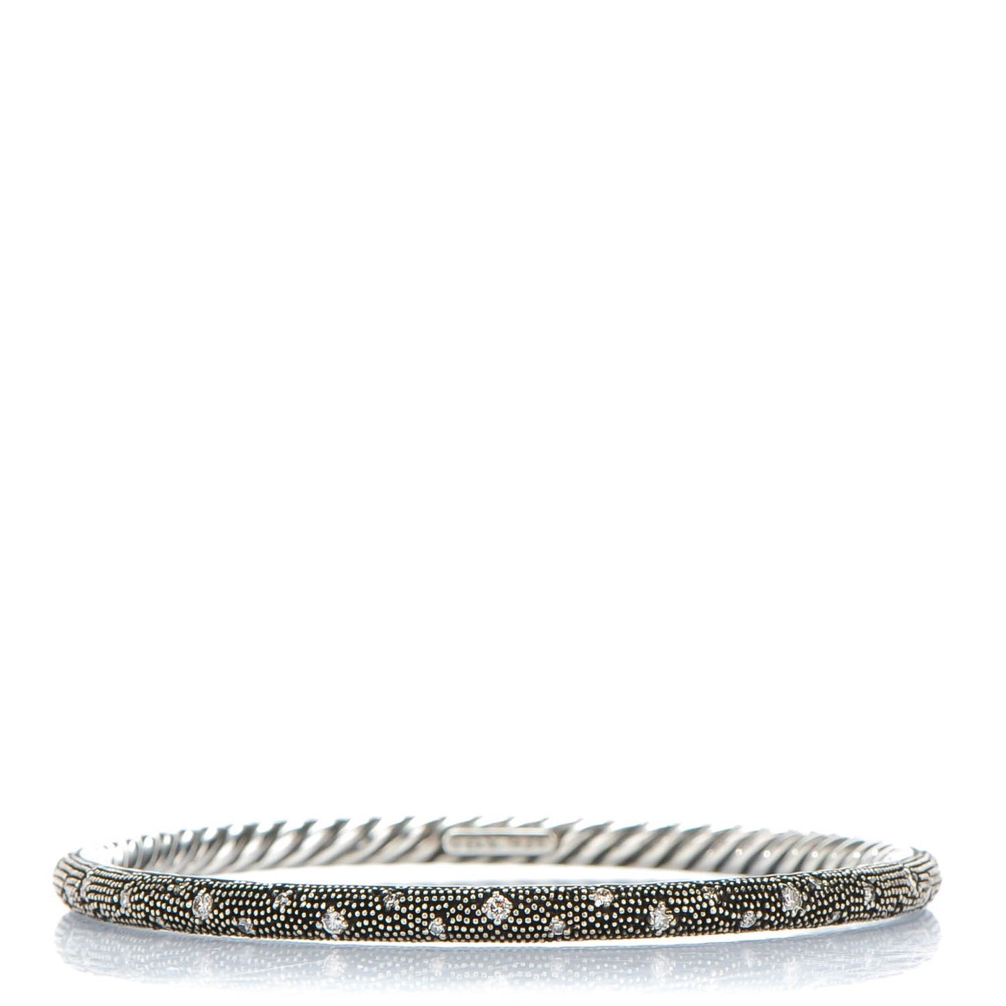 Sterling Silver Pave Diamond 4mm Midnight Melange Bangle