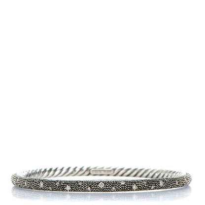 David Yurman Sterling Silver Pave Diamond 4mm Midnight Melange Bangle 1 of 4