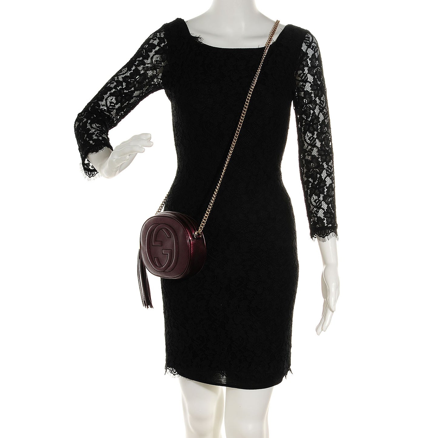 Metallic Cellarius Calfskin Mini Soho Chain Bag Classic Burgundy
