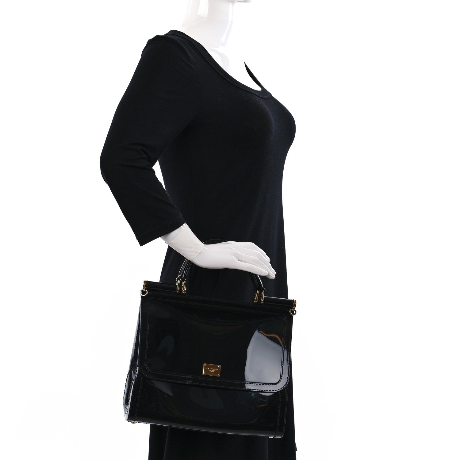 Dolce & Gabbana Patent Medium Miss Sicily Satchel Black 2 of 8