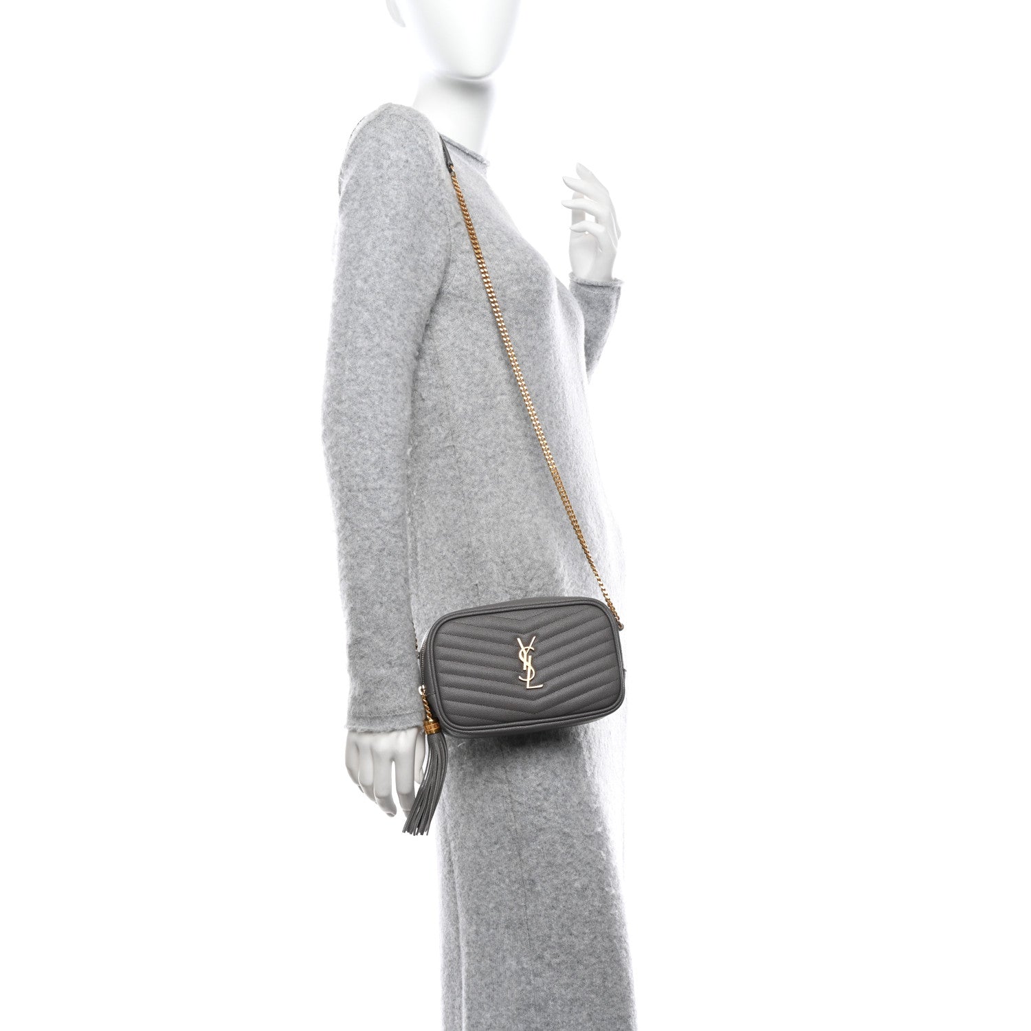 Saint Laurent Grain De Poudre Matelasse Monogram Mini Lou Camera Bag Fog 2 of 11