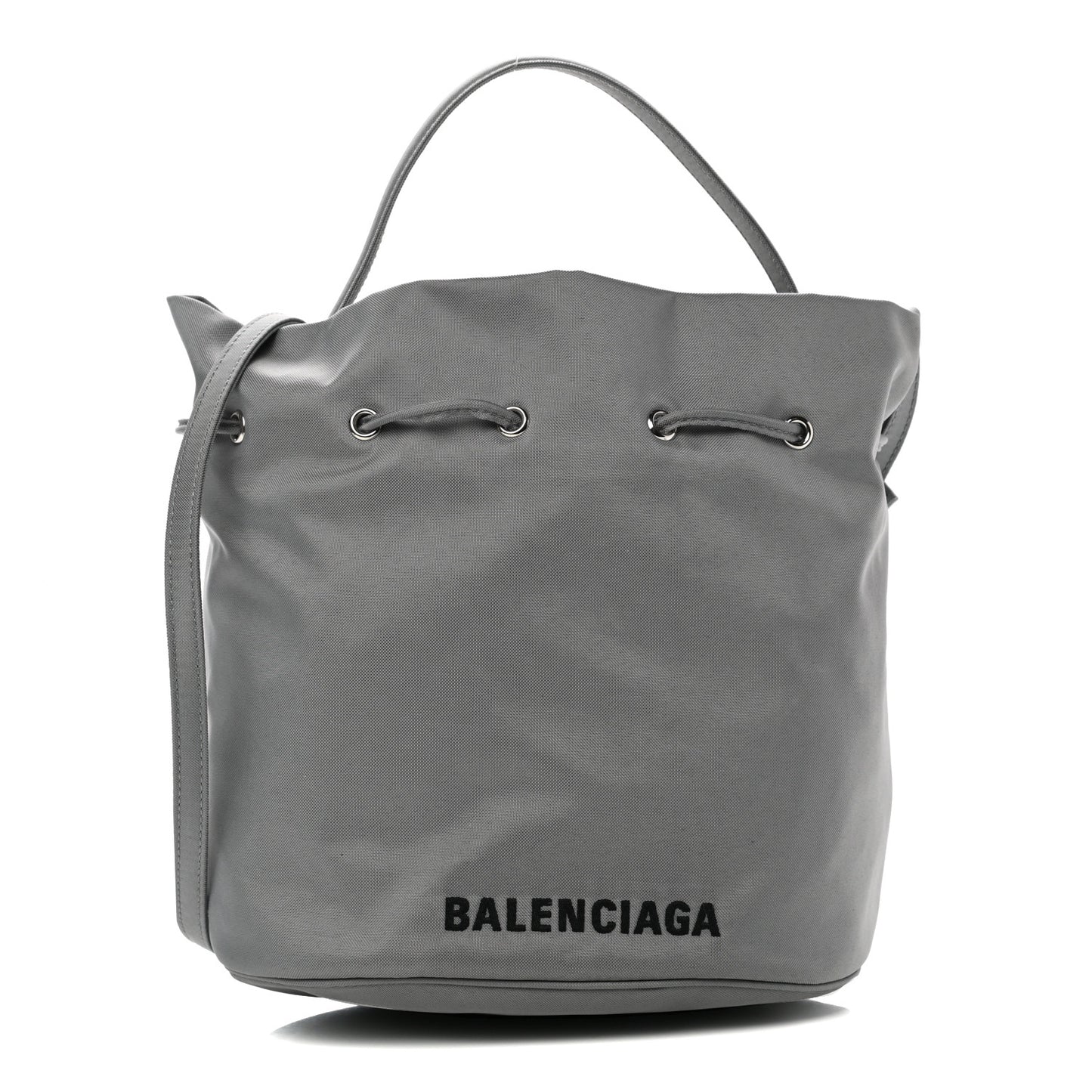 Nylon Wheel Logo Bucket Bag XS Gris Cendre