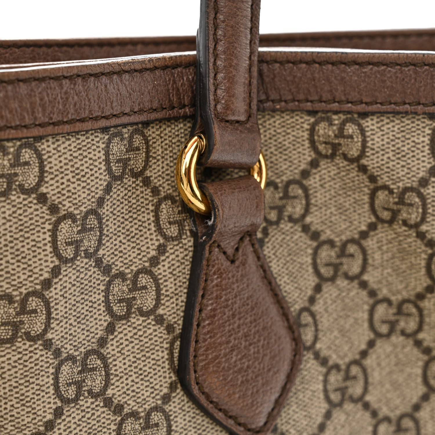 Gucci GG Supreme Monogram Textured Calfskin Web Medium Ophidia Shopping Tote Beige Ebony New Acero 16 of 22