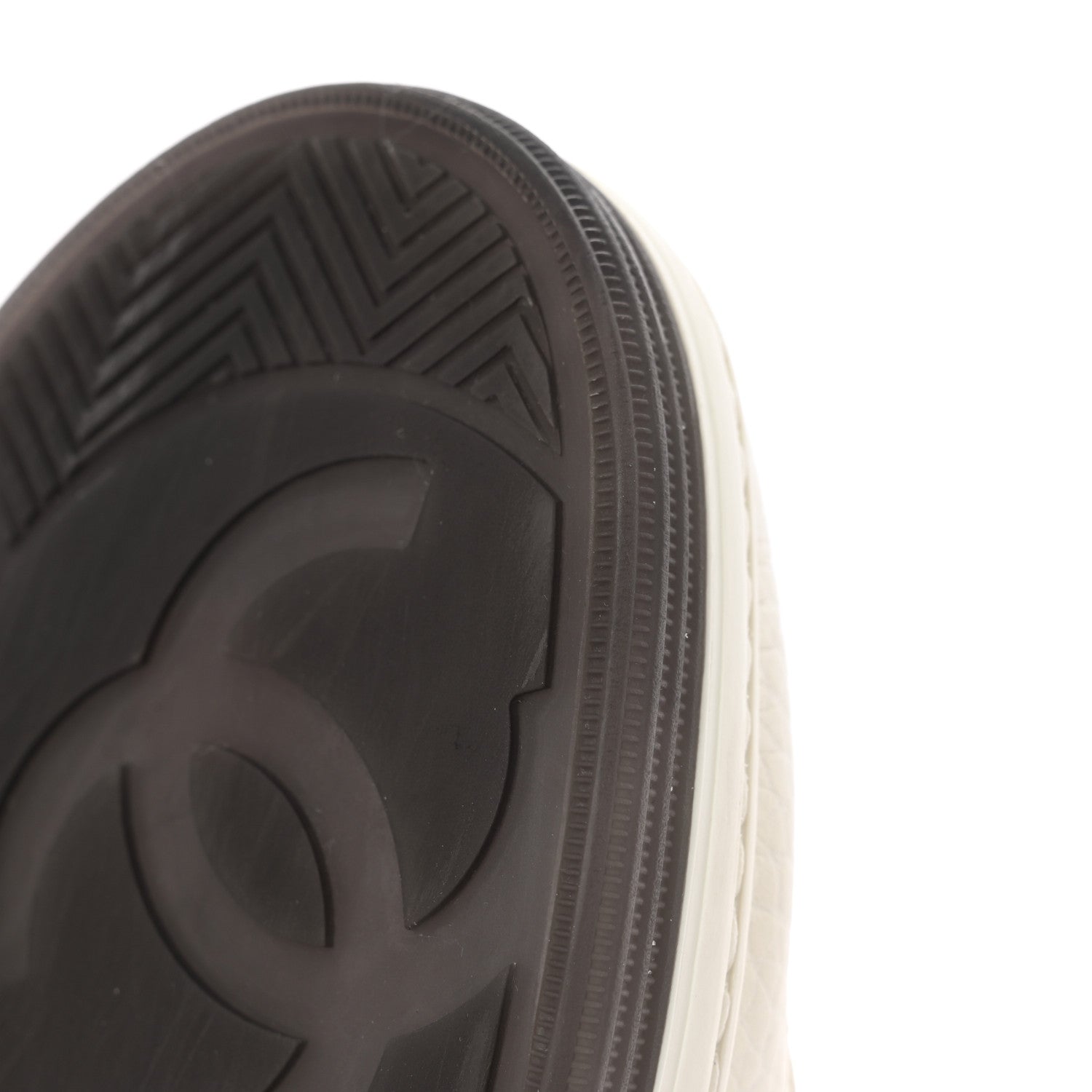 Chanel Grained Calfskin Fabric Womens Logo Sneakers 35 White Black 15 of 17