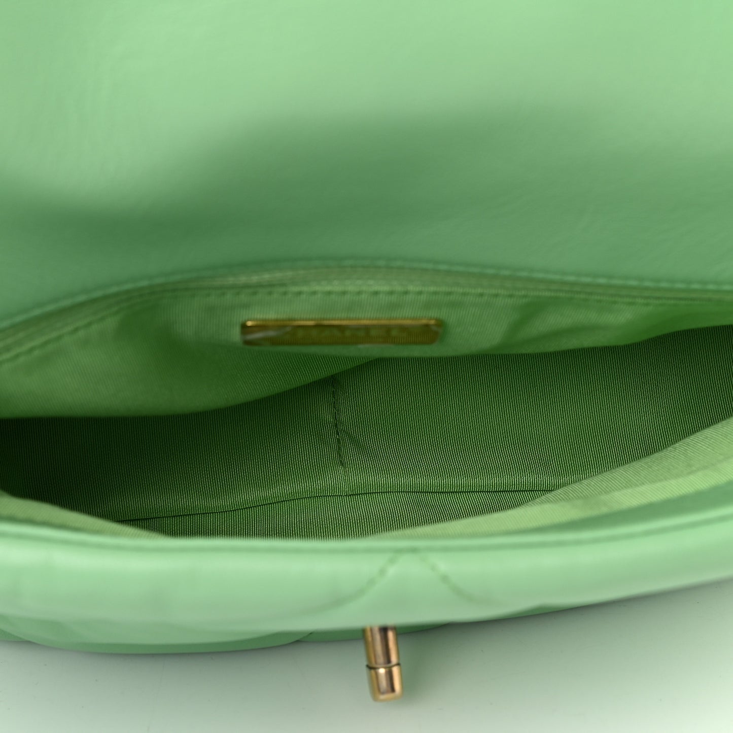 Lambskin Quilted Large Chanel 19 Flap Light Green