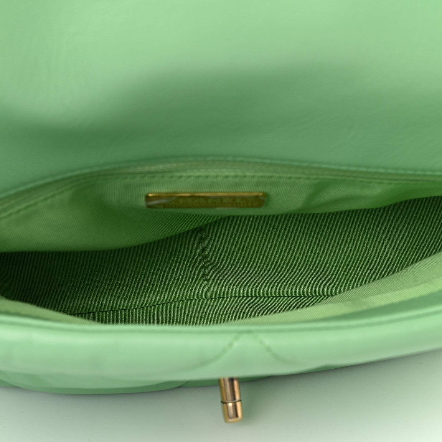 Chanel Lambskin Quilted Large Chanel 19 Flap Light Green 5 of 9