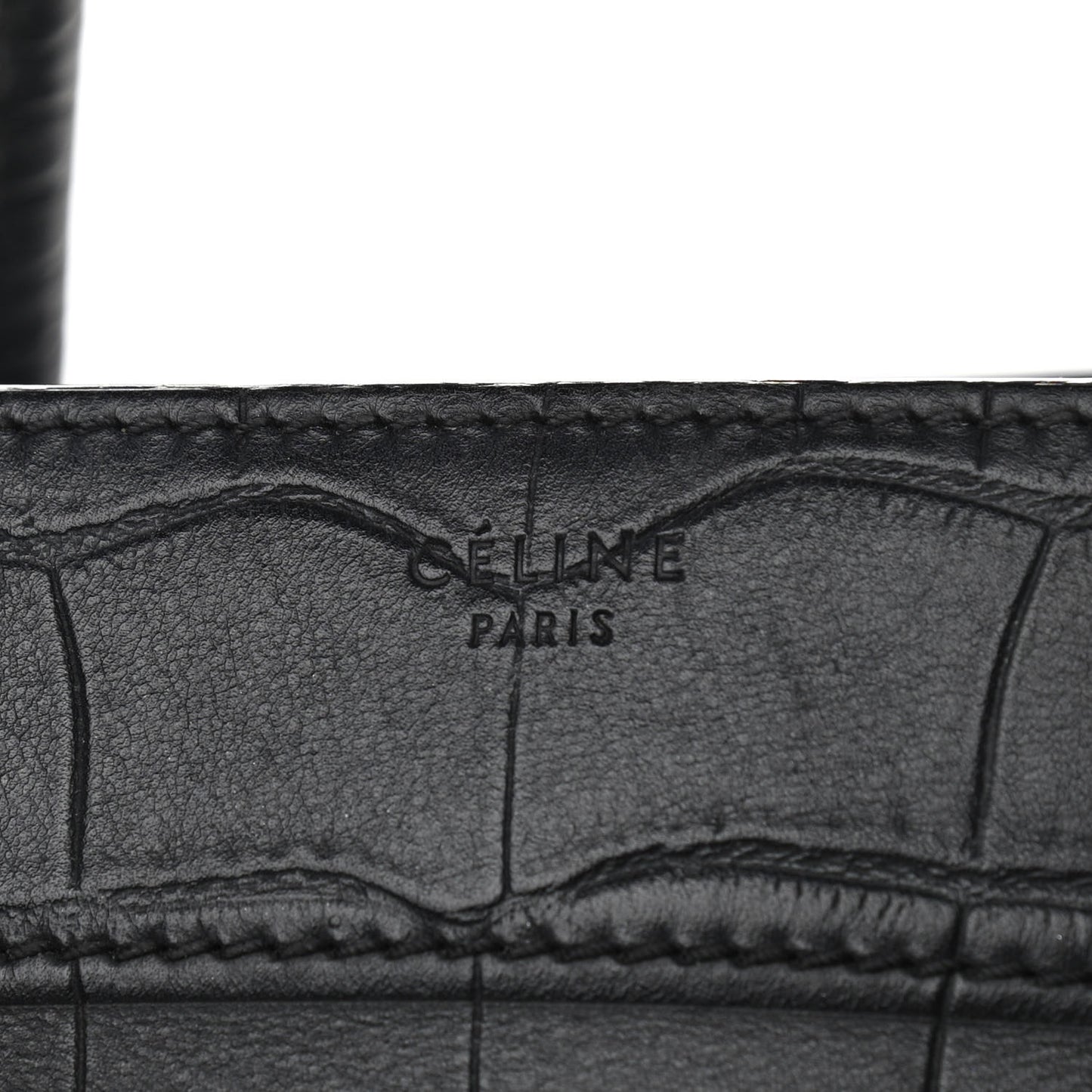 Calfskin Crocodile Embossed Medium Phantom Luggage Black