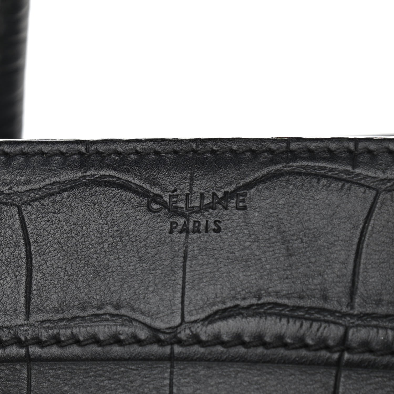 Celine Calfskin Crocodile Embossed Medium Phantom Luggage Black 6 of 15