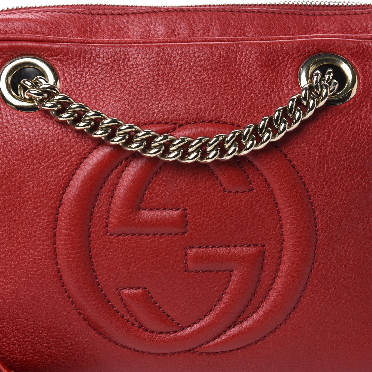 Pebbled Calfskin Small Soho Bowler Red