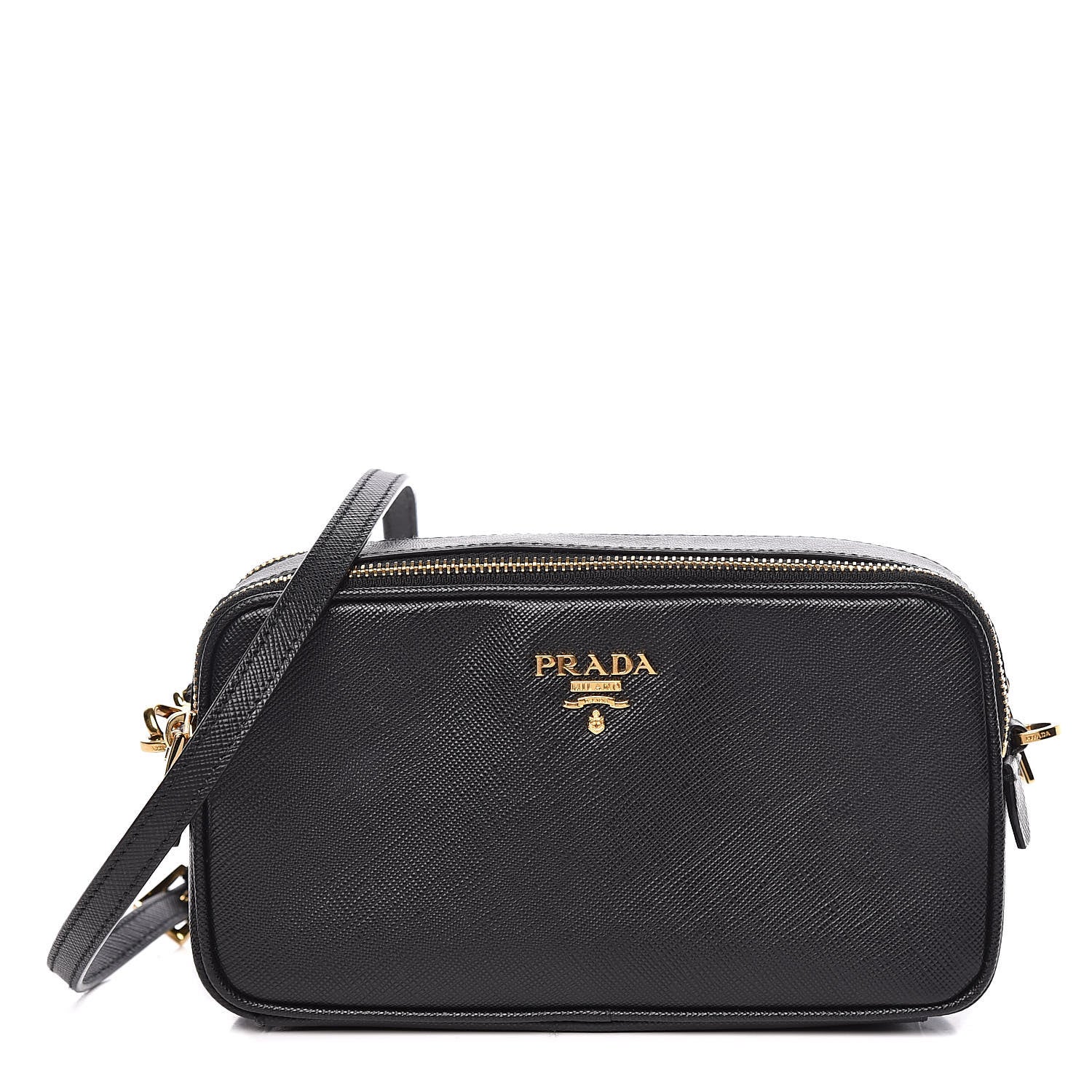 Prada Saffiano Mini Double Zip Crossbody Black 1 of 11