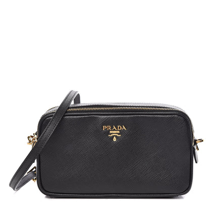 Prada Saffiano Mini Double Zip Crossbody Black 1 of 11