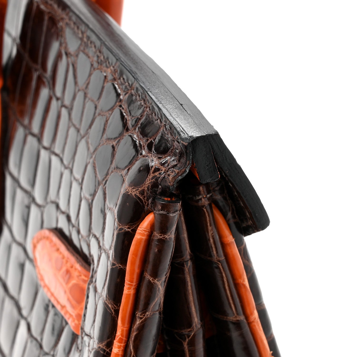 Hermes Shiny Porosus Crocodile Birkin 35 Havane Orange 21 of 23