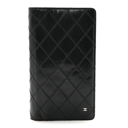 Chanel Lambskin Diamond Stitched Yen Wallet Black 1 of 8
