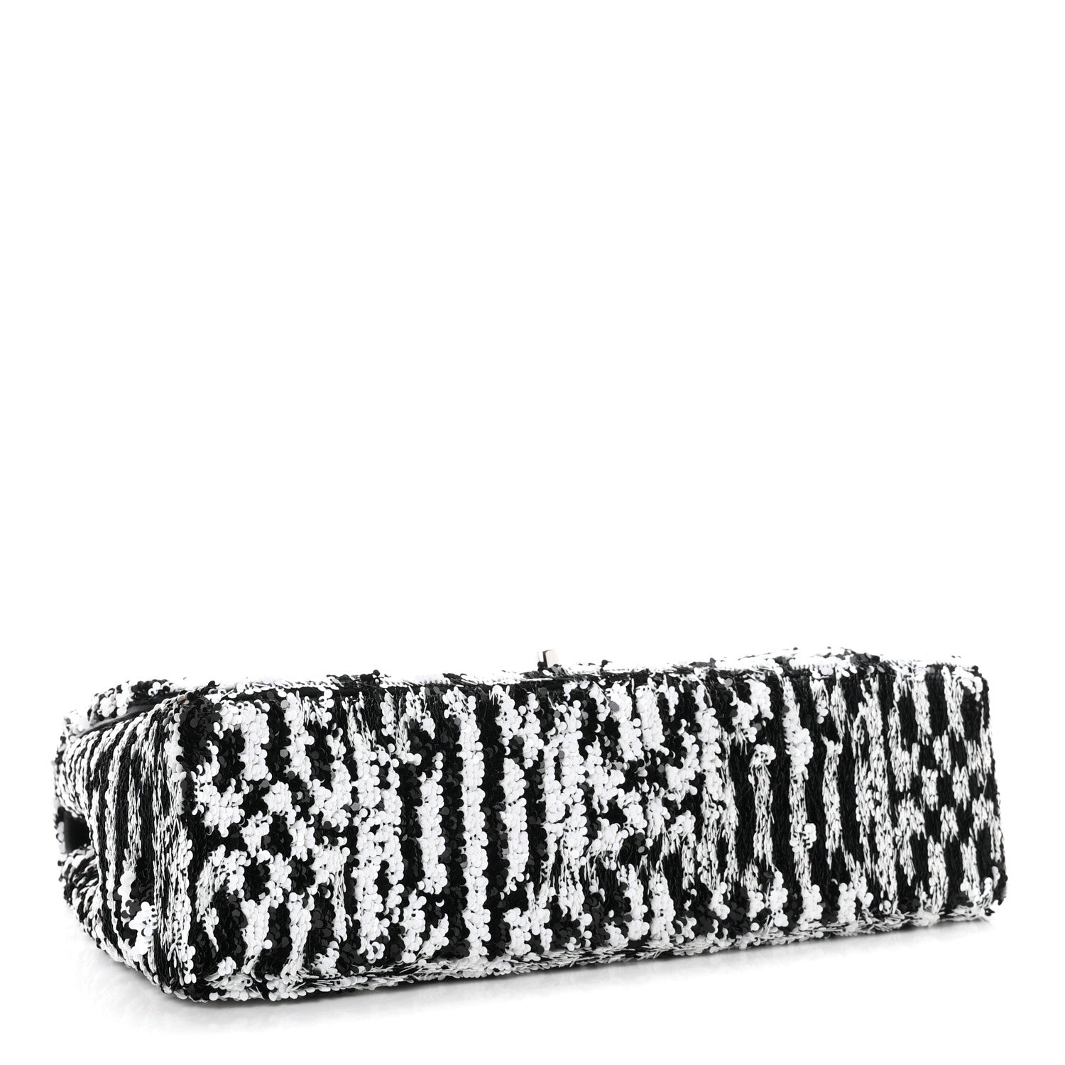 Chanel Sequin CC Medium Flap Black White 4 of 11