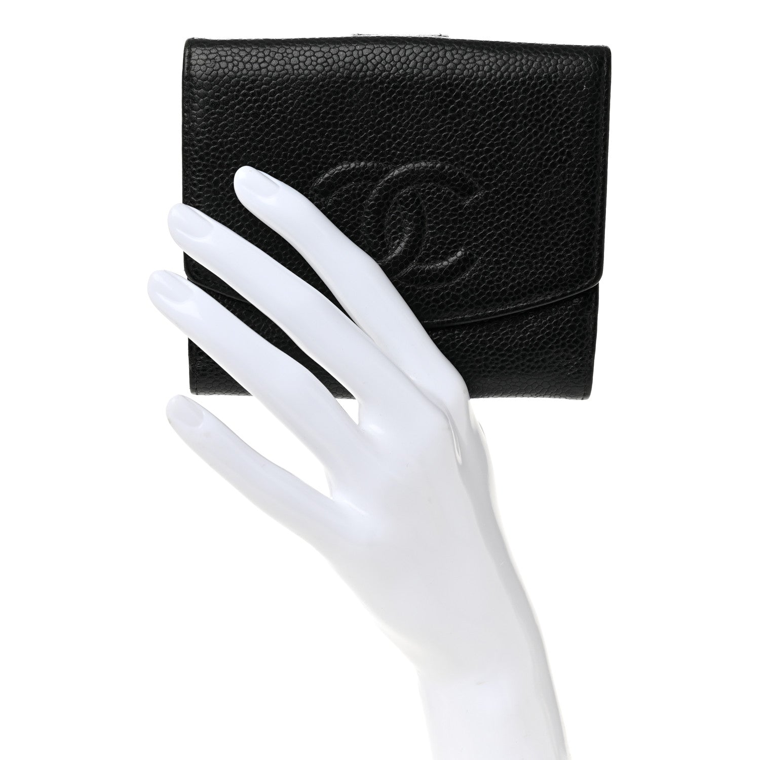 Chanel Caviar Timeless CC Compact French Wallet Black 2 of 10