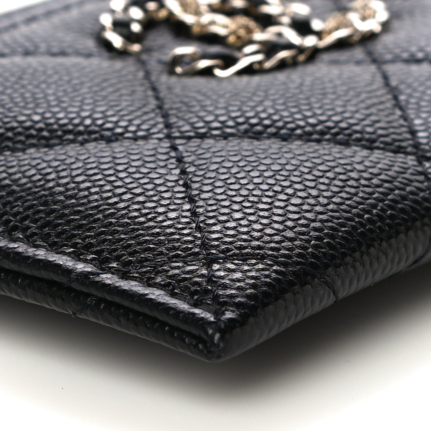 Caviar Quilted French New Wave Card Holder Black