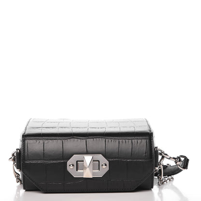 Alexander McQueen Calfskin Crocodile Embossed Box Shoulder Bag 19 Black 7 of 8