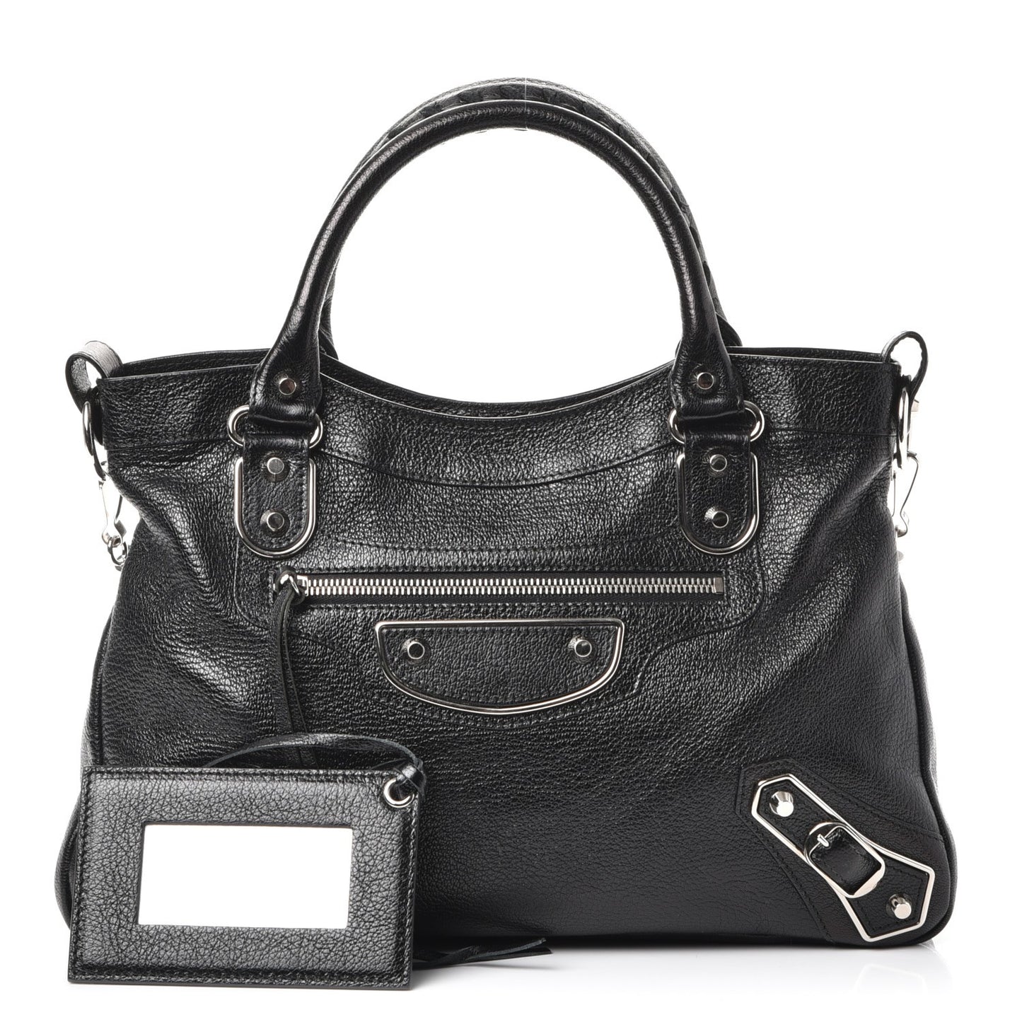 Chevre Silver Metallic Edge Hardware Town Black