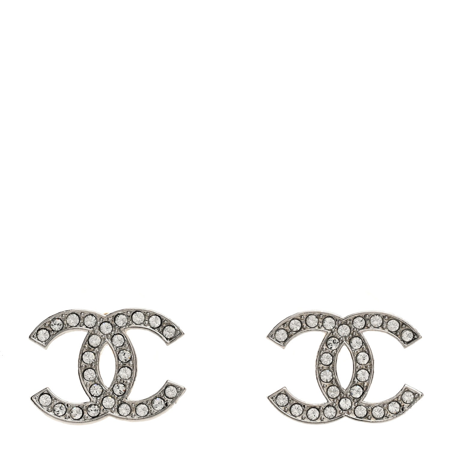 Chanel Crystal CC Earrings Silver 1 of 5