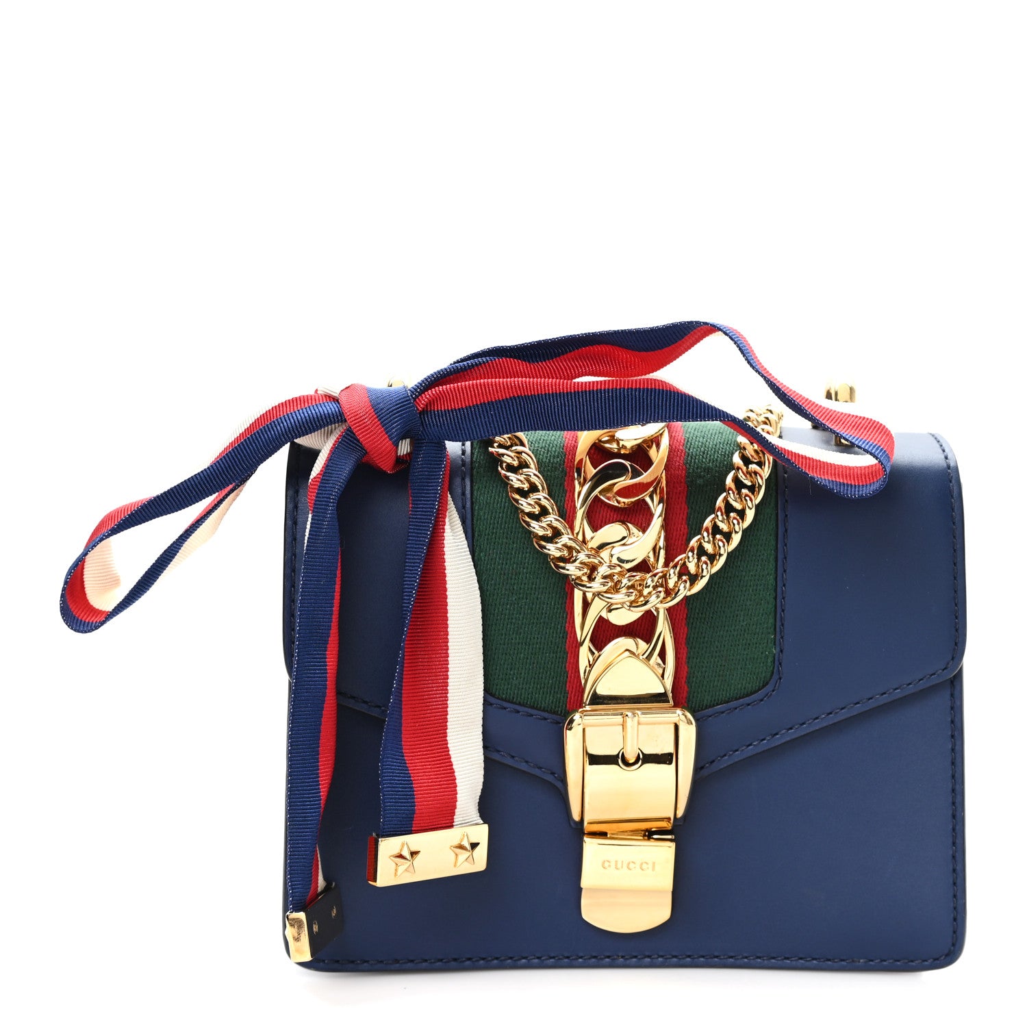 Gucci Calfskin Mini Sylvie Chain Shoulder Bag Blue Agata 1 of 11