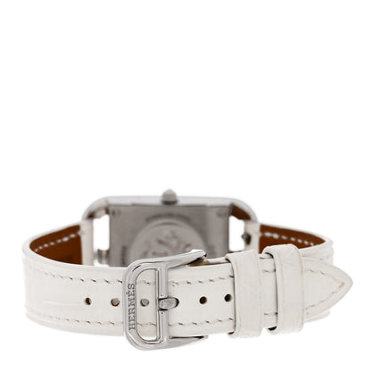 Hermes Stainless Steel Alligator Diamond Pave 23mm Cape Cod Quartz Watch Blanc 3 of 6