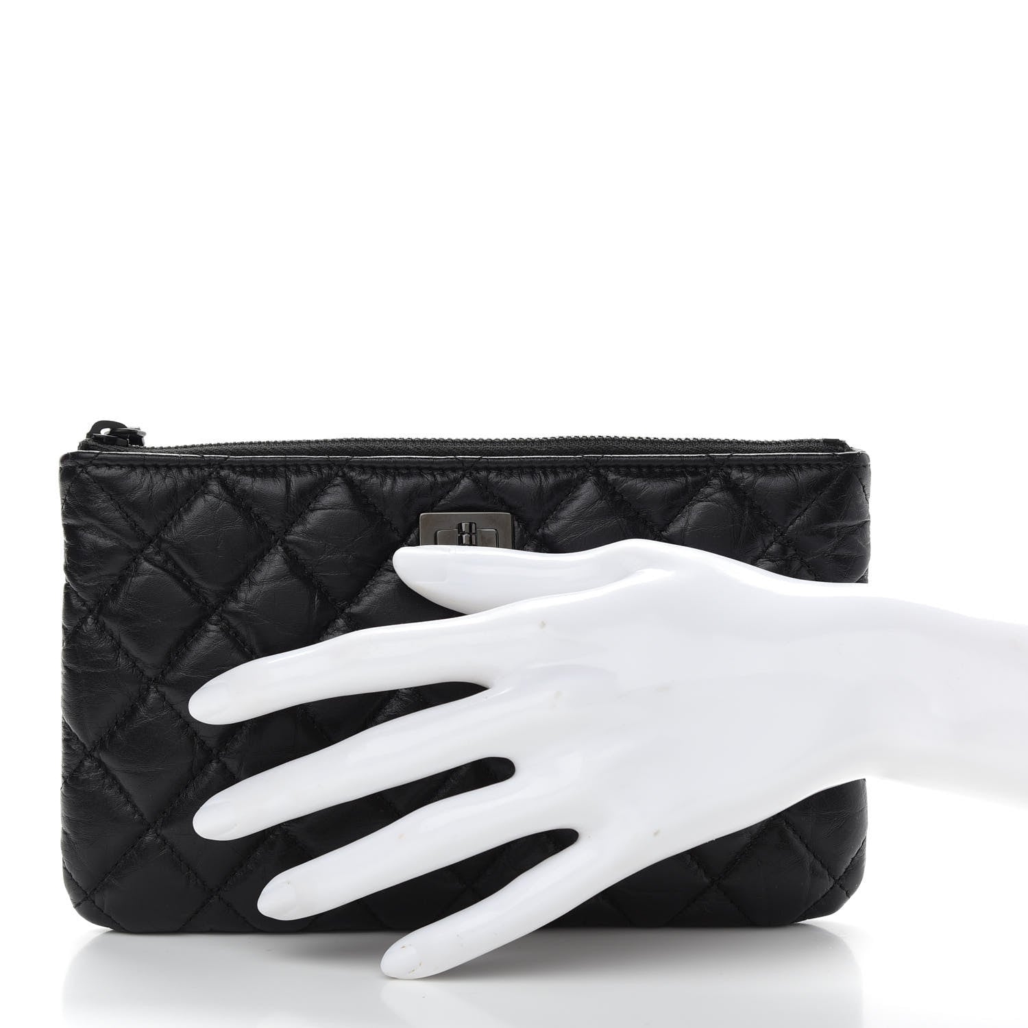 Chanel Aged Calfskin Quilted Medium Reissue Cosmetic Case So Black 2 of 7