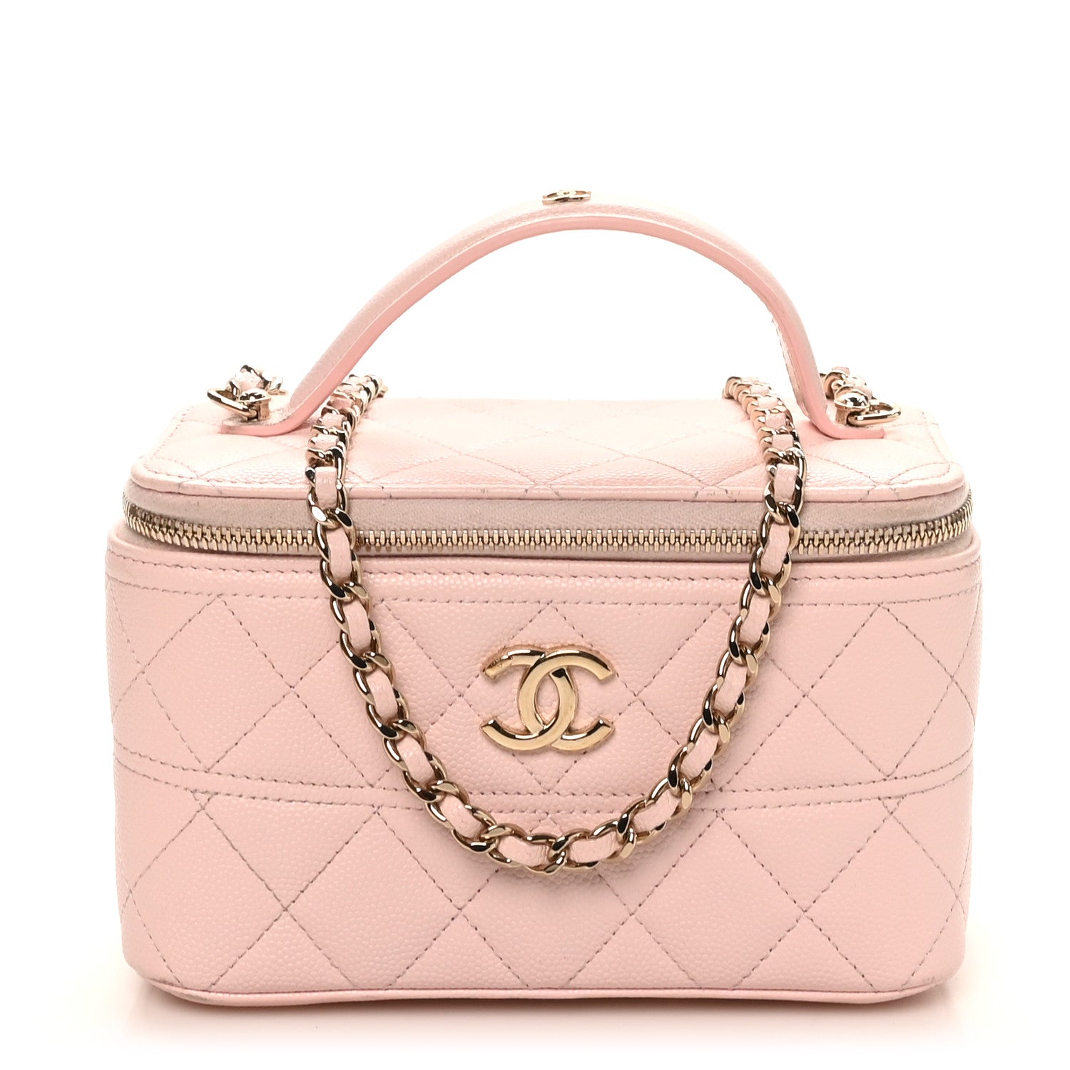Chanel Caviar Quilted Top Handle Vanity With Chain Light Pink 1 of 12