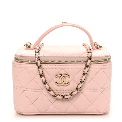 Chanel Caviar Quilted Top Handle Vanity With Chain Light Pink 1 of 12