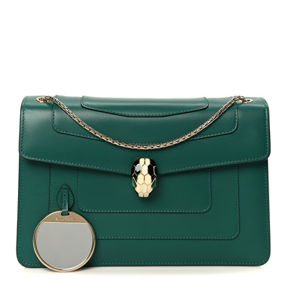Bulgari Calfskin Serpenti Forever Shoulder Bag Emerald Green 3 of 12