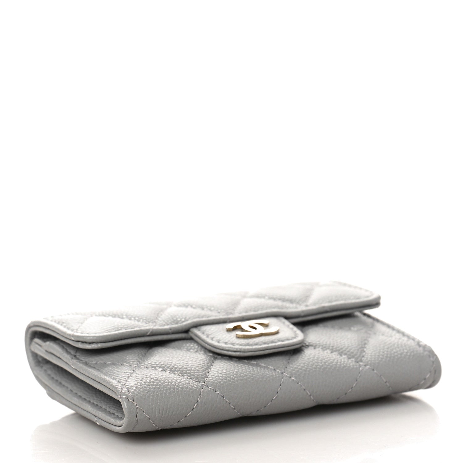 Chanel Caviar Quilted Flap Card Holder Wallet Grey 4 of 10